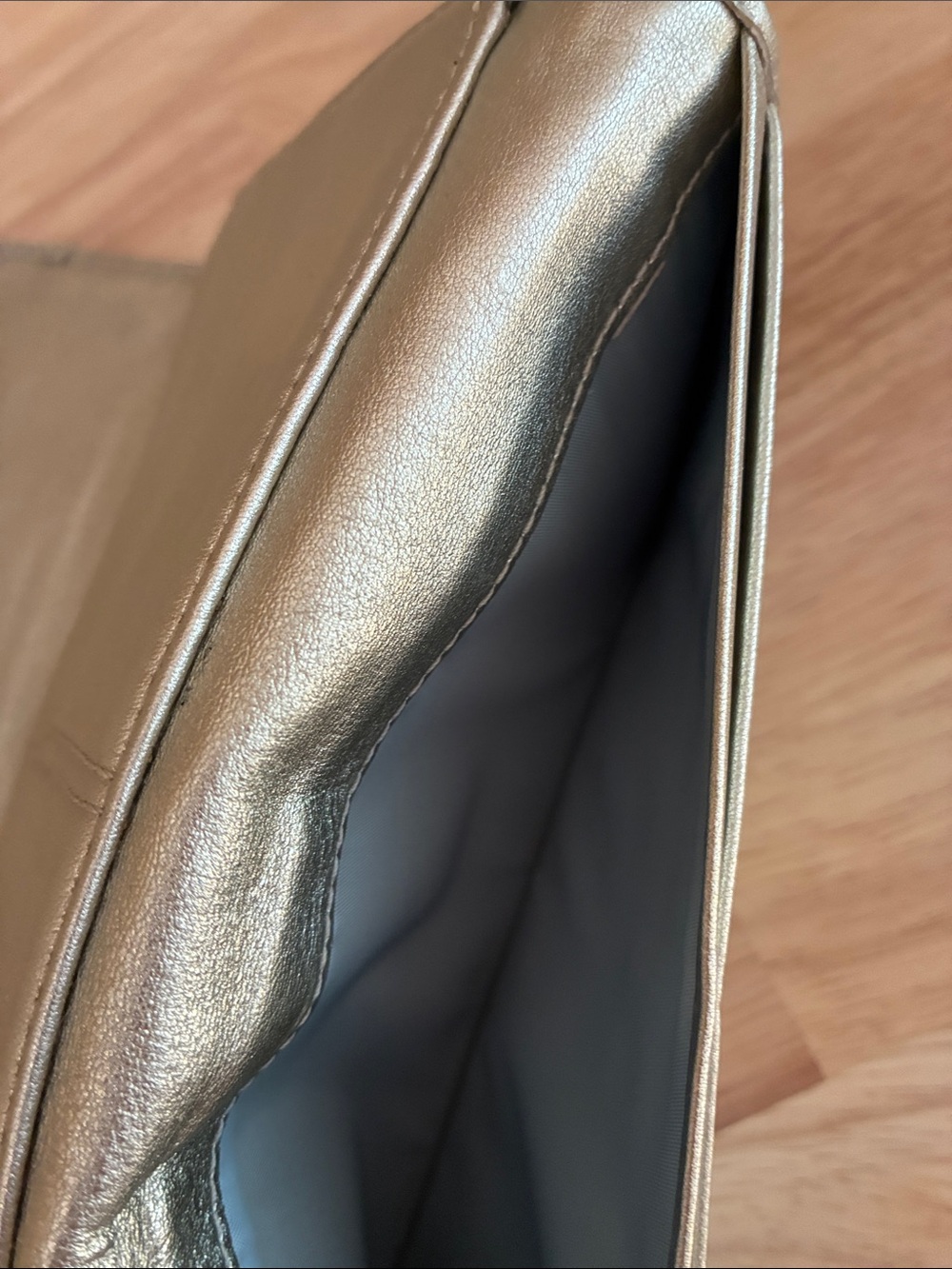Coach Metallic Logo Wristlet Clutch - Champagne Gold - Picture 6 of 16